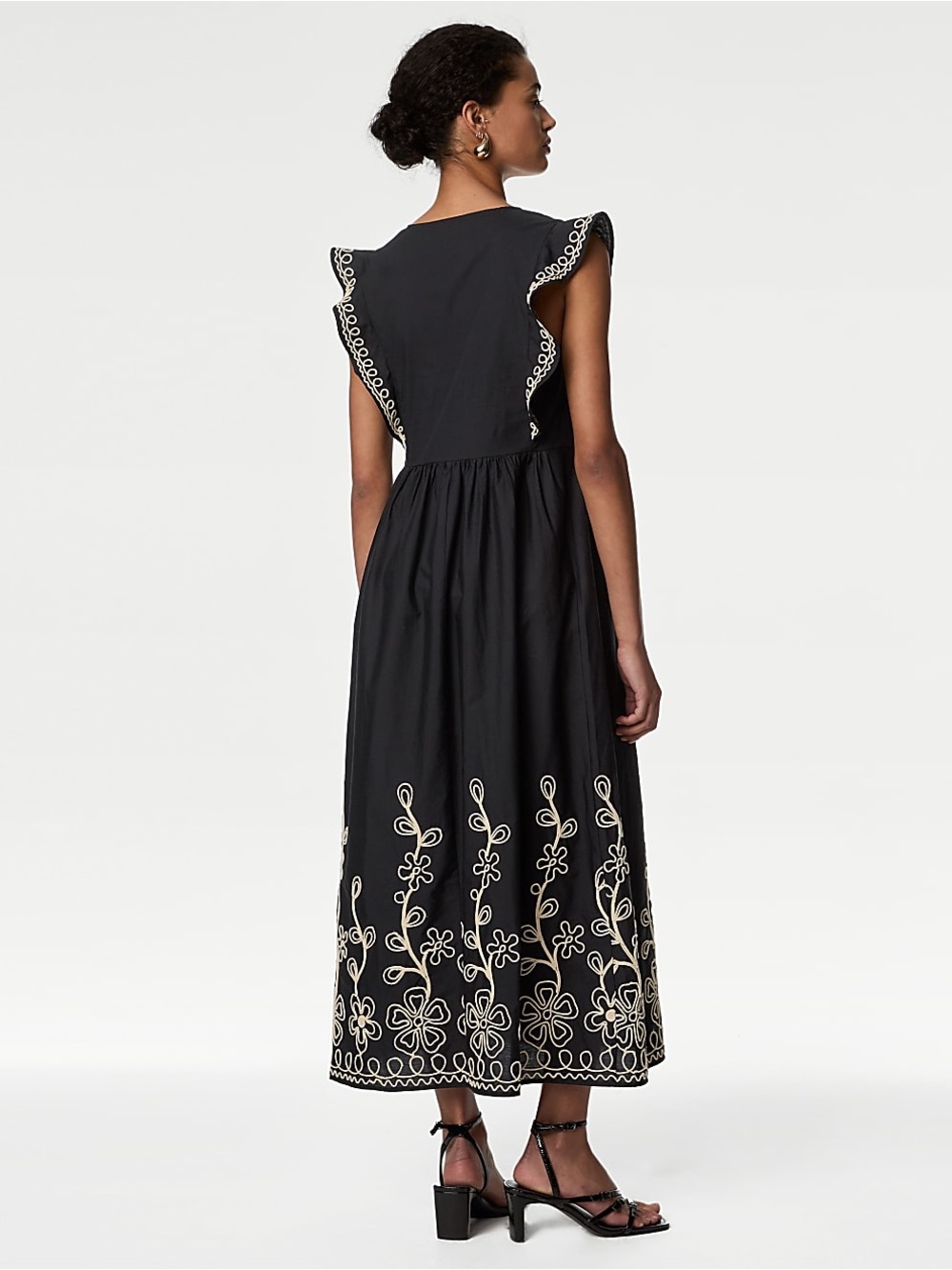 M&S Pure Cotton Embroidered V-Neck
Midi Dress - Picture 3 of 5